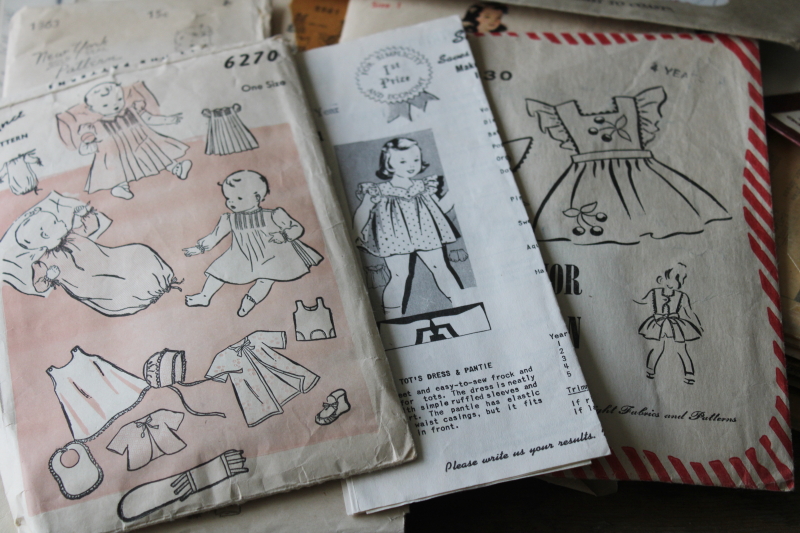 photo of lot 1930s 40s vintage patterns for childrens clothes, little boys & girls toddlers heirloom sewing #3