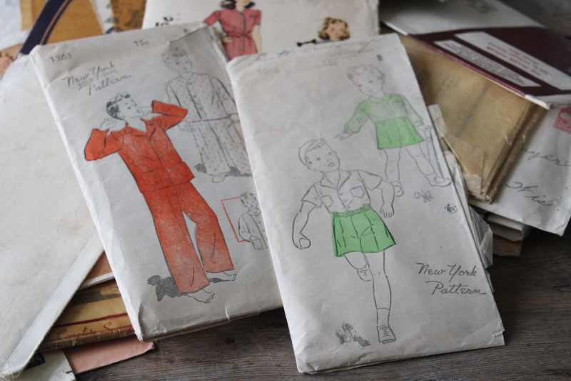 photo of lot 1930s 40s vintage patterns for childrens clothes, little boys & girls toddlers heirloom sewing #4