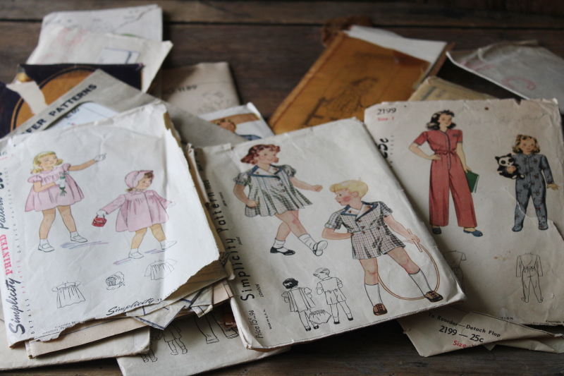 photo of lot 1930s 40s vintage patterns for childrens clothes, little boys & girls toddlers heirloom sewing #5