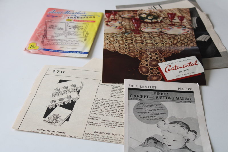 photo of lot 1940s 50s vintage needlework patterns, sewing & crochet pattern leaflets, embroidery designs #2