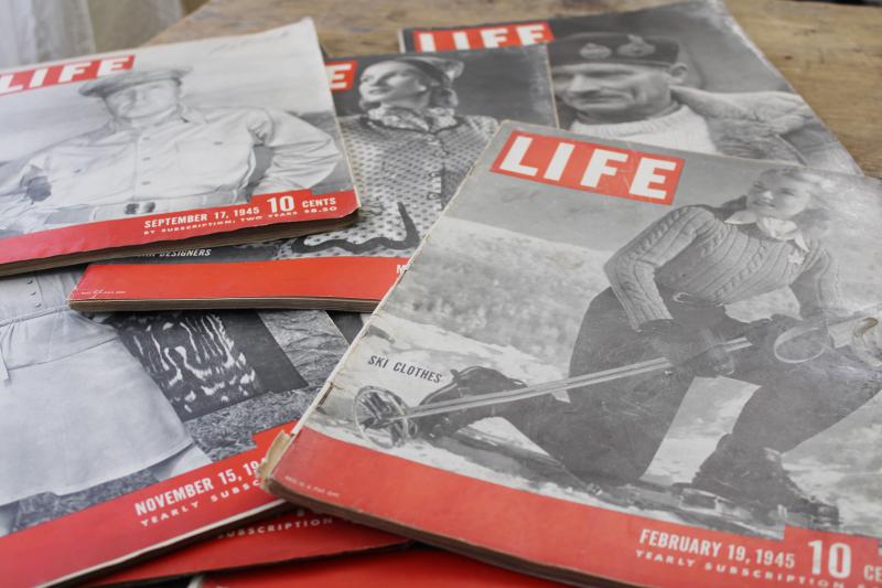 photo of lot 1940s vintage Life magazines, complete old advertising, WWII photos & news #1