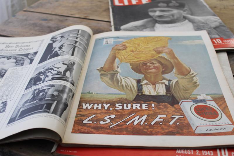 photo of lot 1940s vintage Life magazines, complete old advertising, WWII photos & news #11