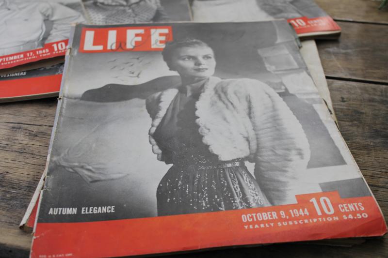 photo of lot 1940s vintage Life magazines, complete old advertising, WWII photos & news #24