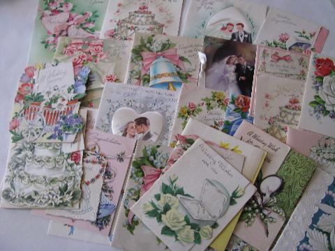 photo of lot 1950s vintage greeting cards, wedding wishes for 1955 bride #1