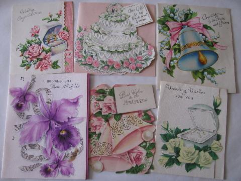 photo of lot 1950s vintage greeting cards, wedding wishes for 1955 bride #5