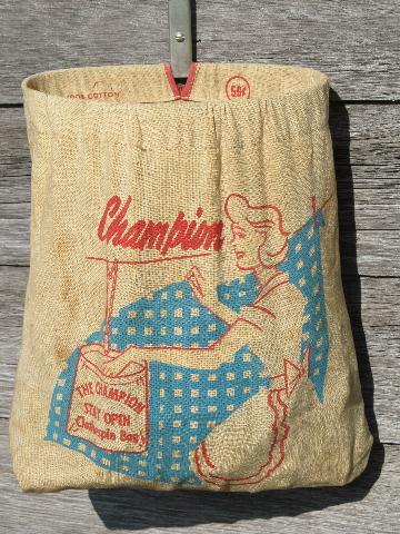 photo of lot 1960s vintage wood clothes pins & laundry line clothespin bag #4