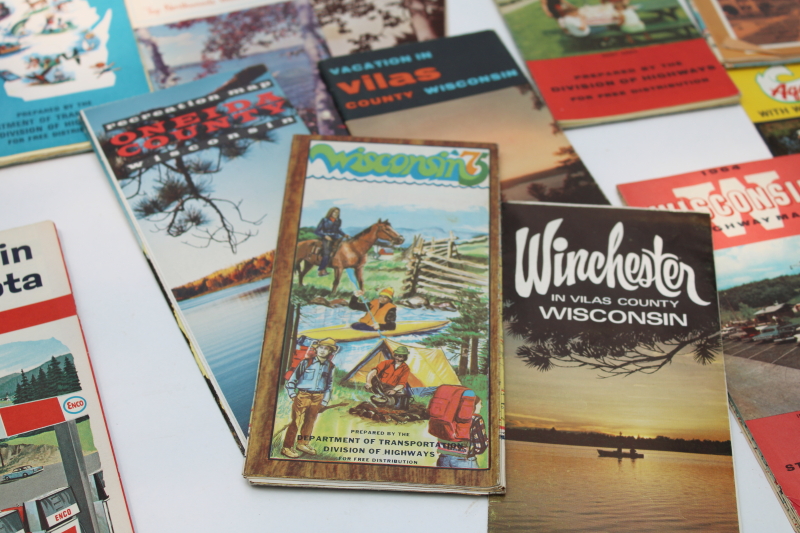 photo of lot 1970s vintage Wisconsin travel brochures maps, north woods camping fishing vacation #3