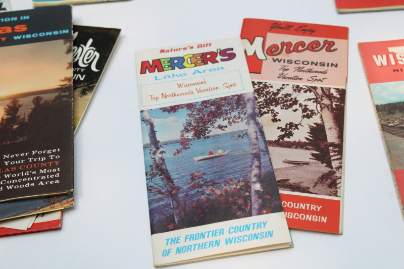 photo of lot 1970s vintage Wisconsin travel brochures maps, north woods camping fishing vacation #4