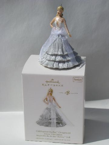 photo of lot 1997 and 2008 Hallmark Christmas ornaments, Wedding Barbie and Ken #2