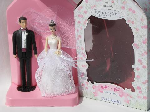 photo of lot 1997 and 2008 Hallmark Christmas ornaments, Wedding Barbie and Ken #8