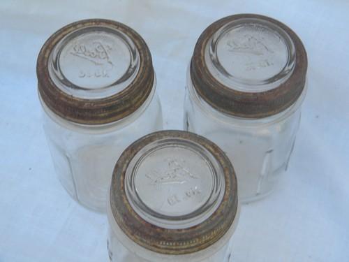 photo of lot 3 Ball pint mason storage jars, hoosier vintage kitchen canisters #3