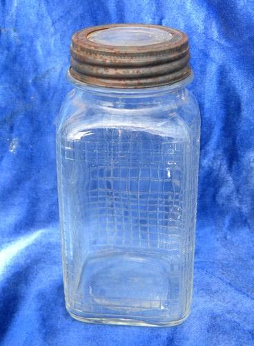 photo of lot 3 hoosier vintage deco kitchen canister jars w/metal & glass lids #4