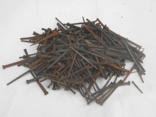 photo of lot 3 lbs of assorted old & antique rusty square cut nails #1