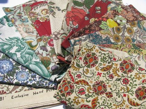 photo of lot 30s - 40s - 50s vintage floral print cotton decorator fabric, 12 prints #1