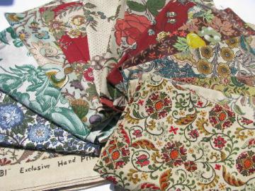 catalog photo of lot 30s - 40s - 50s vintage floral print cotton decorator fabric, 12 prints
