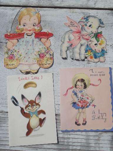 photo of lot 40s 50s vintage birthday greeting cards w/ great old graphics #3