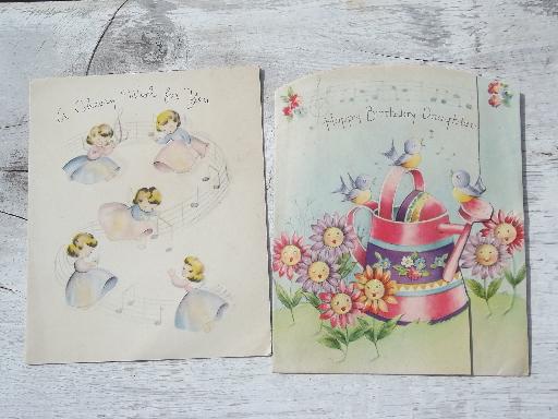 photo of lot 40s 50s vintage birthday greeting cards w/ great old graphics #6