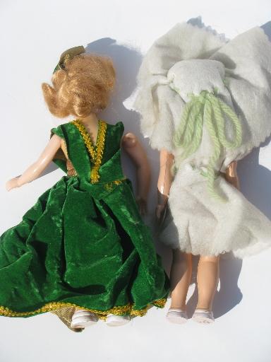 photo of lot 40s vintage hard plastic storybook fashion dolls, original clothes #3