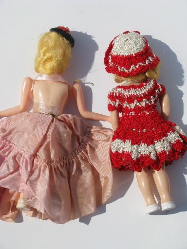 photo of lot 40s vintage hard plastic storybook fashion dolls, original clothes #5