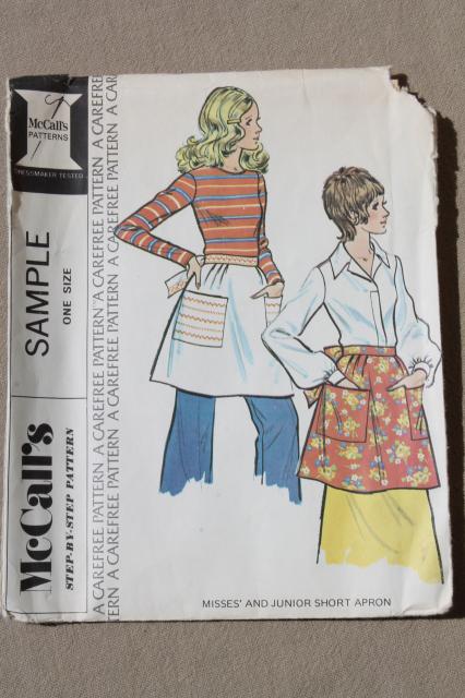 photo of lot 50s 60s 70d vintage apron sewing patterns, flirty half aprons, pinafores #9