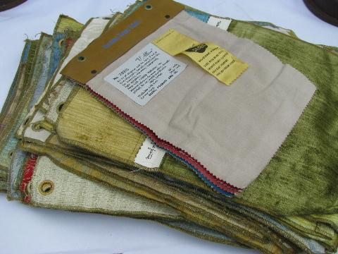 photo of lot 50s-60s vintage Henredon upholstery fabric samples, sample book fabrics #1