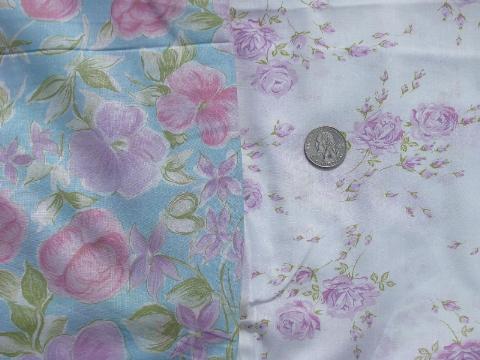 photo of lot 60s vintage flowered print fabric, cotton & cotton blends #6