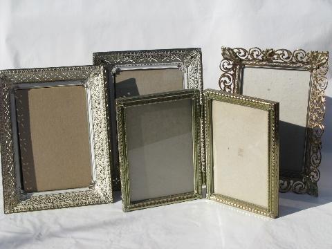 photo of lot 60s vintage ornate metal picture/photo/mirror frames, easel stands #1