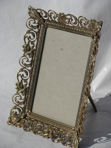 photo of lot 60s vintage ornate metal picture/photo/mirror frames, easel stands #2