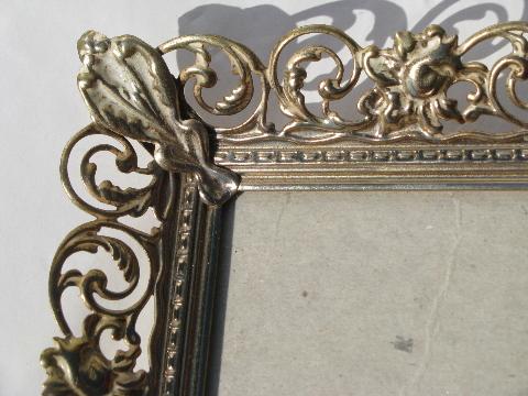 photo of lot 60s vintage ornate metal picture/photo/mirror frames, easel stands #3