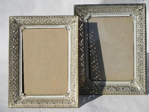 photo of lot 60s vintage ornate metal picture/photo/mirror frames, easel stands #4