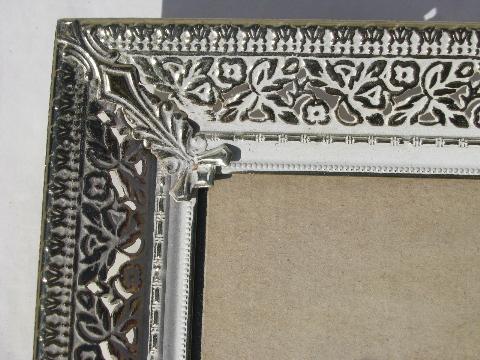 photo of lot 60s vintage ornate metal picture/photo/mirror frames, easel stands #5