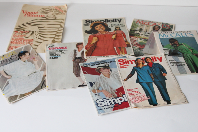 photo of lot 70s 80s sewing pattern catalog leaflets, retro fashion design magazine style photos  #1