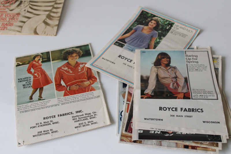 photo of lot 70s 80s sewing pattern catalog leaflets, retro fashion design magazine style photos #5