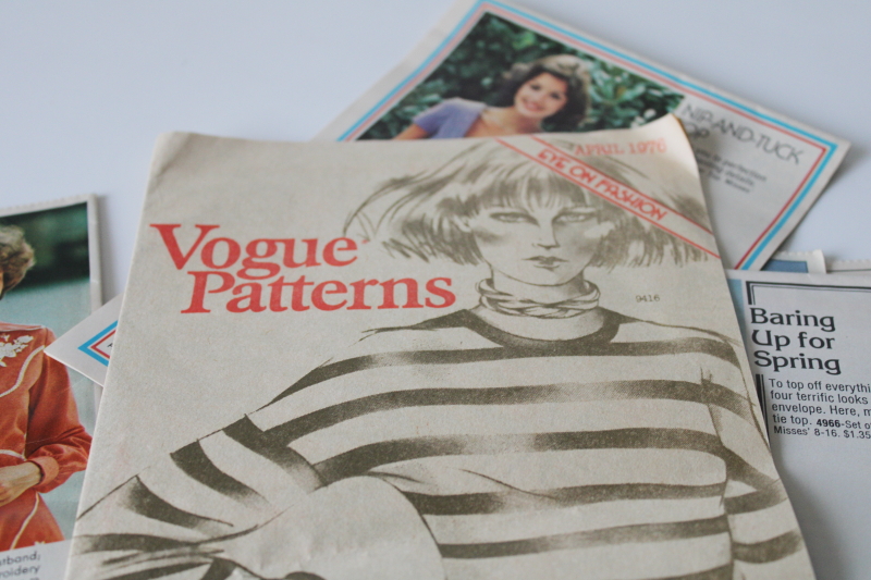 photo of lot 70s 80s sewing pattern catalog leaflets, retro fashion design magazine style photos #6
