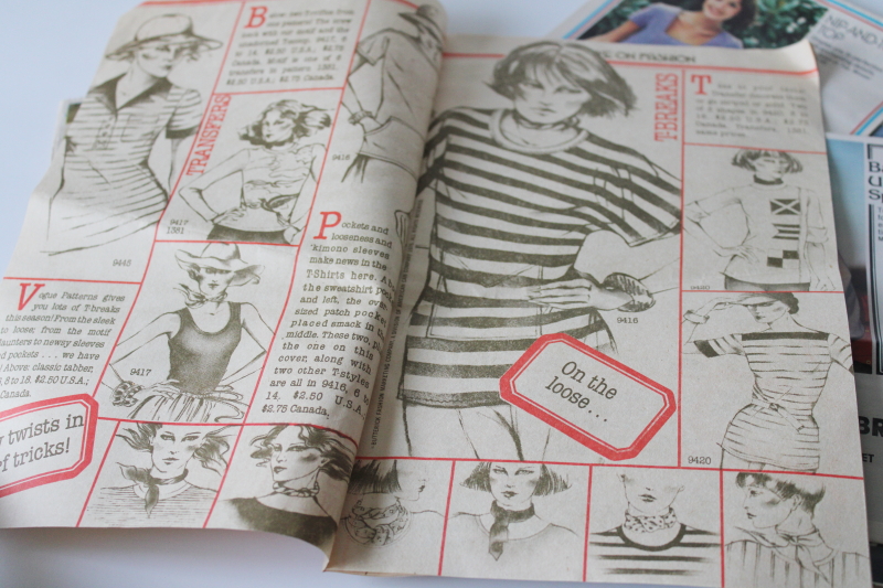photo of lot 70s 80s sewing pattern catalog leaflets, retro fashion design magazine style photos #7