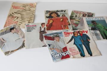 catalog photo of lot 70s 80s sewing pattern catalog leaflets, retro fashion design magazine style photos 