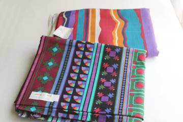 lot 90s vintage poly cotton fabric wild loud striped prints in bold retro colors 