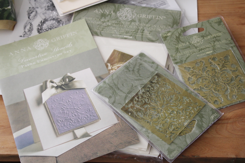 photo of lot Anna Griffin paper craft & stamping sets, brass stencil embossing, clear & rubber stamps #2