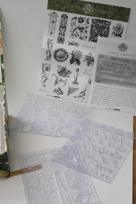 photo of lot Anna Griffin paper craft & stamping sets, brass stencil embossing, clear & rubber stamps #6