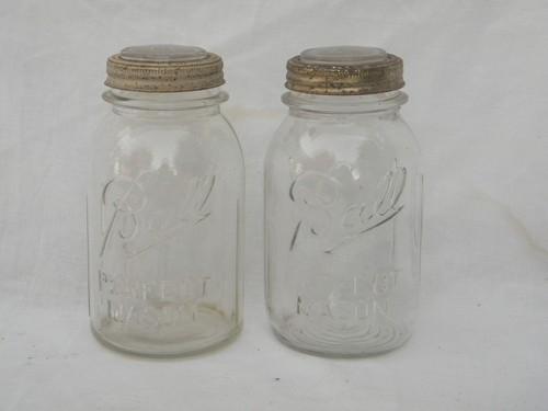 photo of lot Ball quart mason storage jars, hoosier vintage kitchen canisters #1