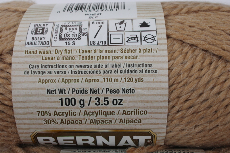 photo of lot Bernat acrylic Alpaca Natural Blends yarn Wheat tan solid color  #2