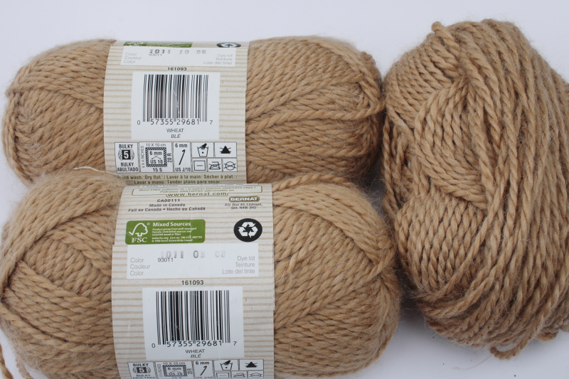 photo of lot Bernat acrylic Alpaca Natural Blends yarn Wheat tan solid color  #3