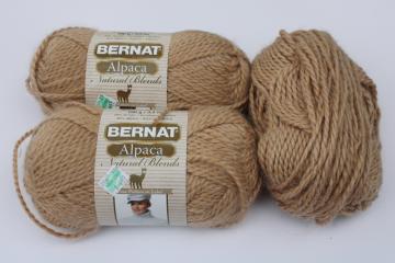 catalog photo of lot Bernat acrylic Alpaca Natural Blends yarn Wheat tan solid color 