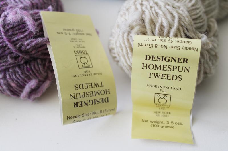 photo of lot Tahki designer tweed homespun worsted wool yarn, tweedy Donegal different colors #3