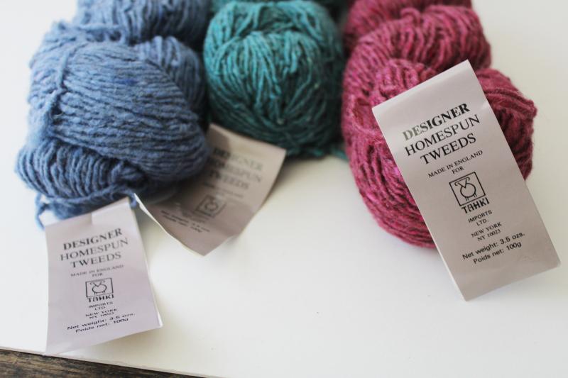 photo of lot Tahki designer tweed homespun worsted wool yarn, tweedy Donegal different colors #4