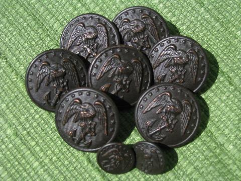 photo of lot WWII vintage bronze US Marine Corps uniform buttons Waterbury #1
