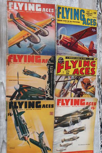 photo of lot WWII vintage flying magazines, Popular Aviation, Skyways, Flying Aces flyer pilots #3