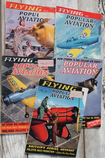 photo of lot WWII vintage flying magazines, Popular Aviation, Skyways, Flying Aces flyer pilots #4