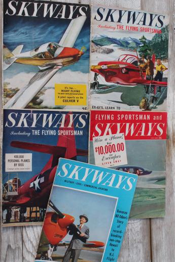 photo of lot WWII vintage flying magazines, Popular Aviation, Skyways, Flying Aces flyer pilots #8