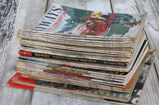 photo of lot WWII vintage flying magazines, Popular Aviation, Skyways, Flying Aces flyer pilots #9